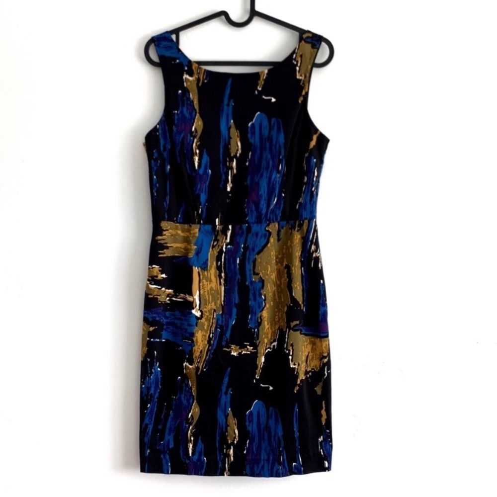 COREY LYNN CALTER Sheath Dress w Paint Stroke Print